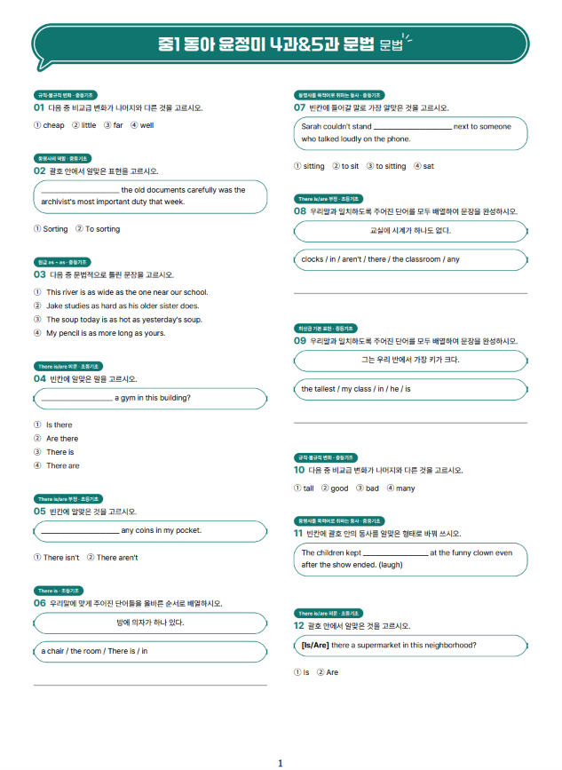 문법드릴 쌍둥이 문법 예시